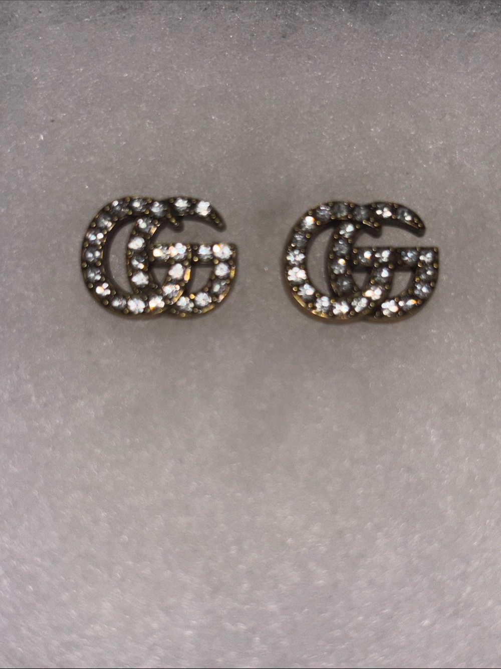 GG Crystal Pavé Logo Stud Earrings in Gold